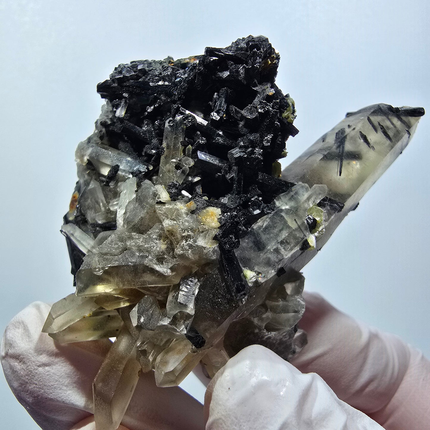 Seltene Schörl Turmalin, Rauchquarz, Muskovit Stufe Erongo, Namibia 69*52*35mm #12393