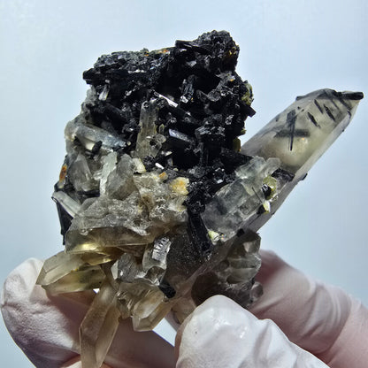 Seltene Schörl Turmalin, Rauchquarz, Muskovit Stufe Erongo, Namibia 69*52*35mm #12393