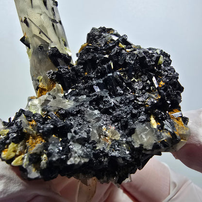 Seltene Schörl Turmalin, Rauchquarz, Muskovit Stufe Erongo, Namibia 69*52*35mm #12393