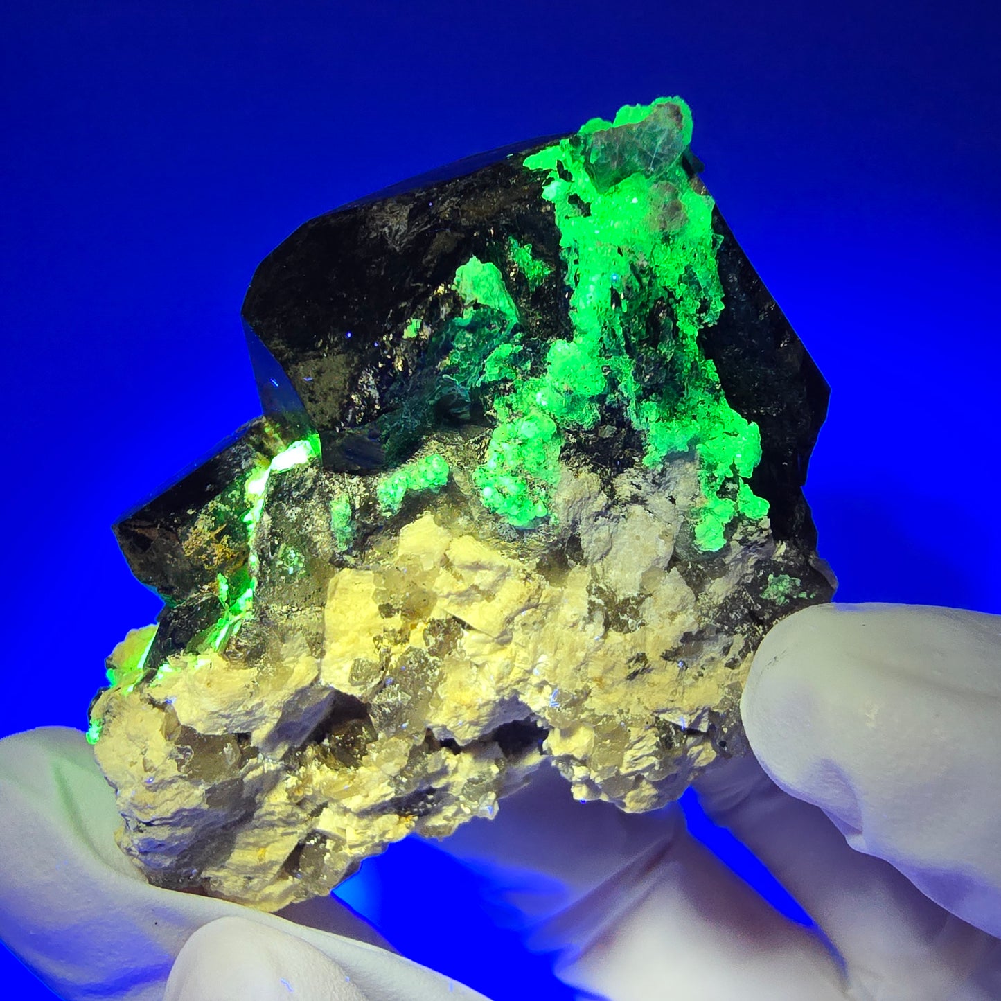 Schörl Turmalin, Hyalit Opal, Rauchquarz, Orthoklas Erongo, Namibia 57*41*35mm #12396
