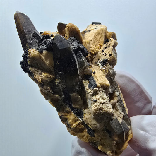 Seltene Schörl Turmalin, Rauchquarz, Orthoklas Stufe Erongo, Namibia 62*51*23mm #12398