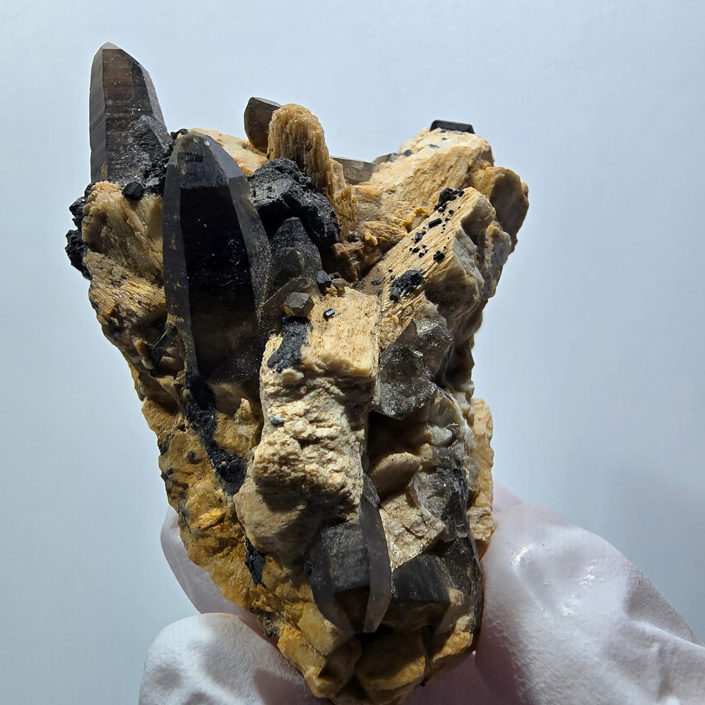 Seltene Schörl Turmalin, Rauchquarz, Orthoklas Stufe Erongo, Namibia 62*51*23mm #12398