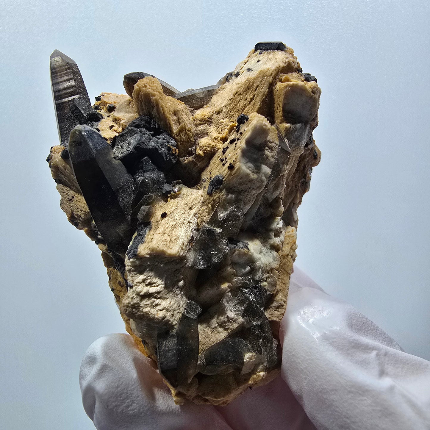 Seltene Schörl Turmalin, Rauchquarz, Orthoklas Stufe Erongo, Namibia 62*51*23mm #12398