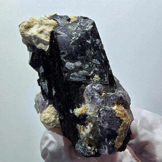 Schorl Tourmaline, Fluorite, Hyalite Opal, Muscovite Erongo, Namibia 64*40*38mm #12401