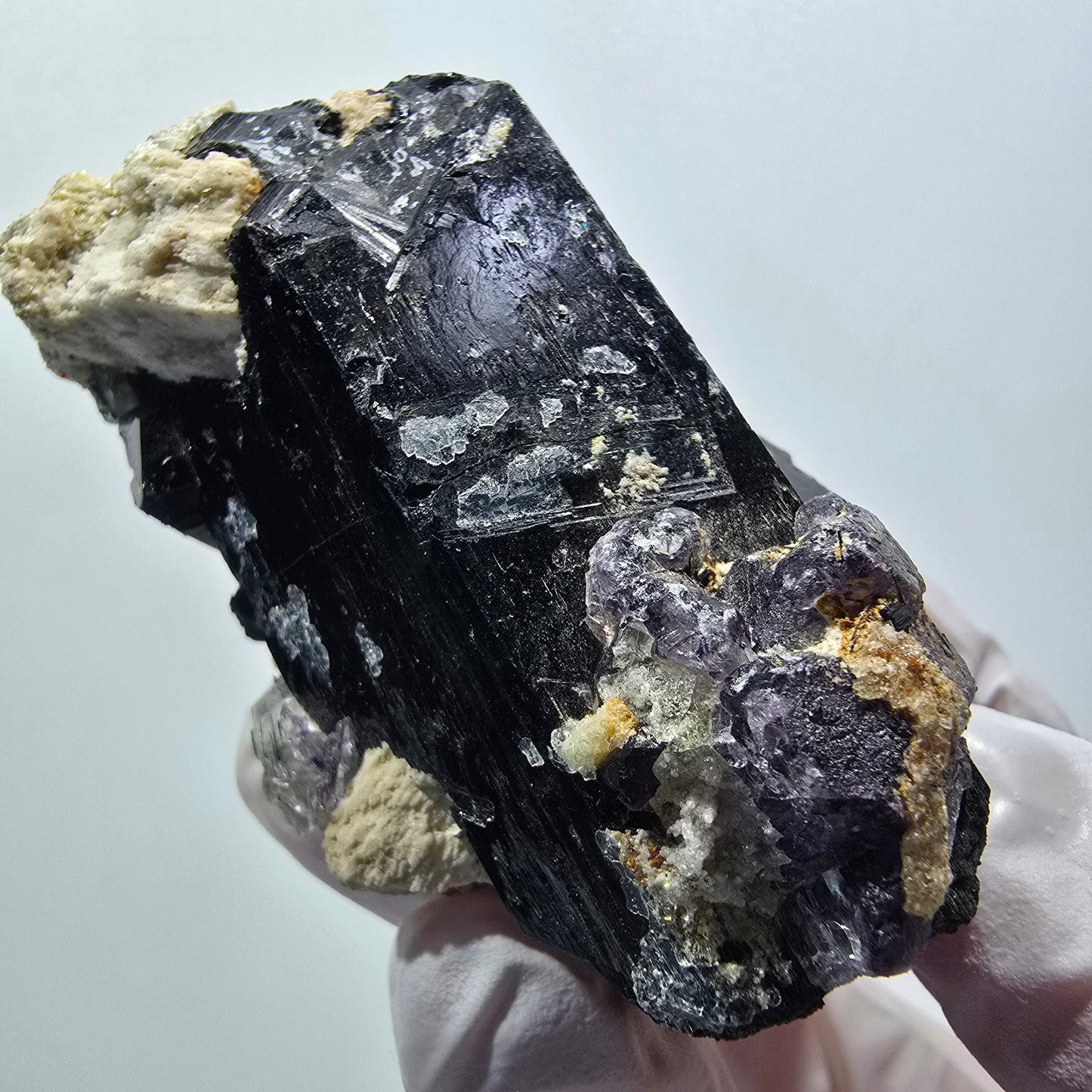 Schorl Tourmaline, Fluorite, Hyalite Opal, Muscovite Erongo, Namibia 64*40*38mm #12401