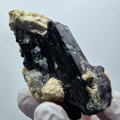 Schorl Tourmaline, Fluorite, Hyalite Opal, Muscovite Erongo, Namibia 64*40*38mm #12401
