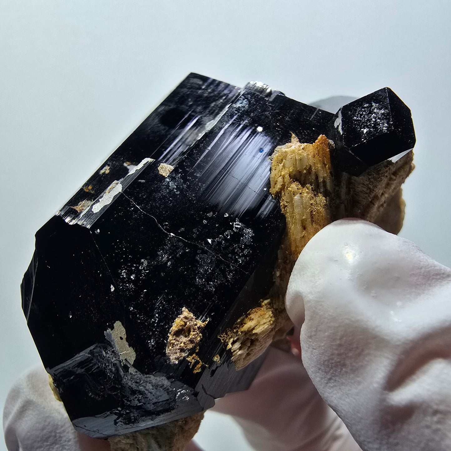 Schörl Turmalin, Hyalit Opal, Rauchquarz, Orthoklas Erongo, Namibia 61*41*40mm #12402