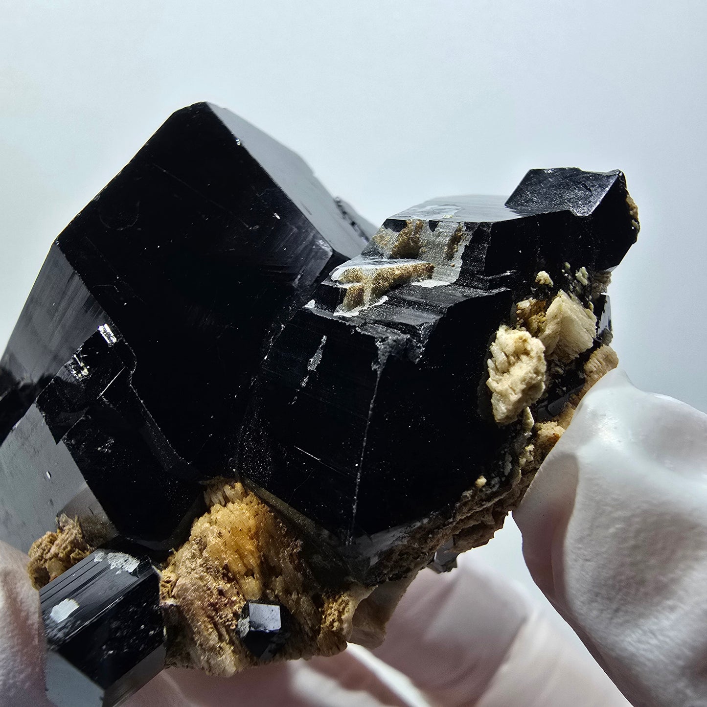 Schörl Turmalin, Hyalit Opal, Rauchquarz, Orthoklas Erongo, Namibia 61*41*40mm #12402