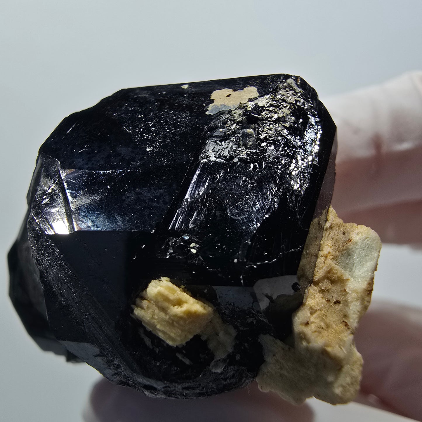 Schörl Turmalin, Hyalit Opal, Rauchquarz, Orthoklas Erongo, Namibia 61*41*40mm #12402