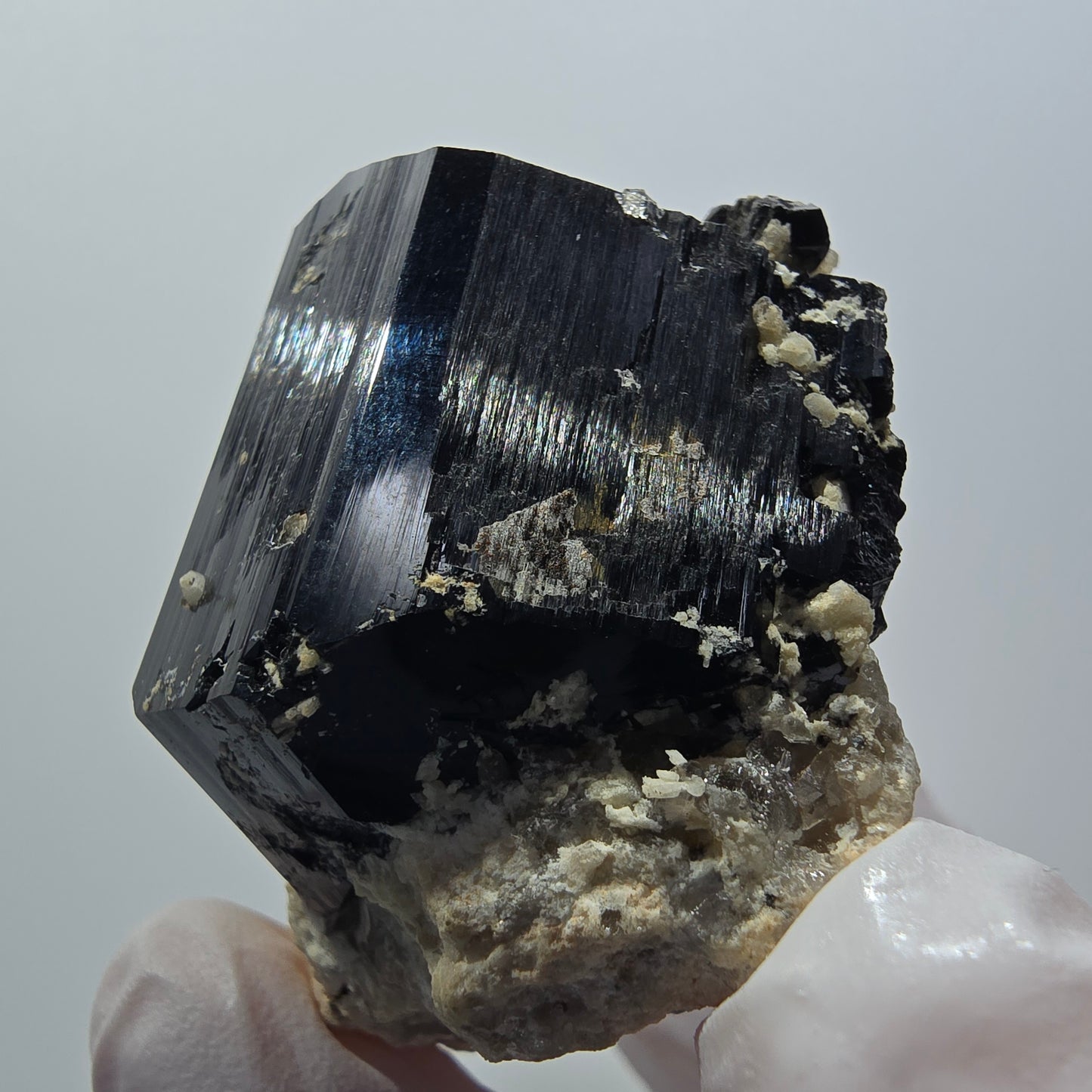 Schörl Turmalin, Hyalit Opal, Rauchquarz, Orthoklas Erongo, Namibia 47*45*35mm #12403