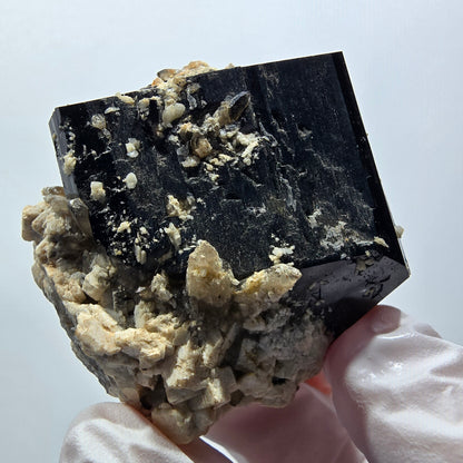 Schörl Turmalin, Hyalit Opal, Rauchquarz, Orthoklas Erongo, Namibia 47*45*35mm #12403