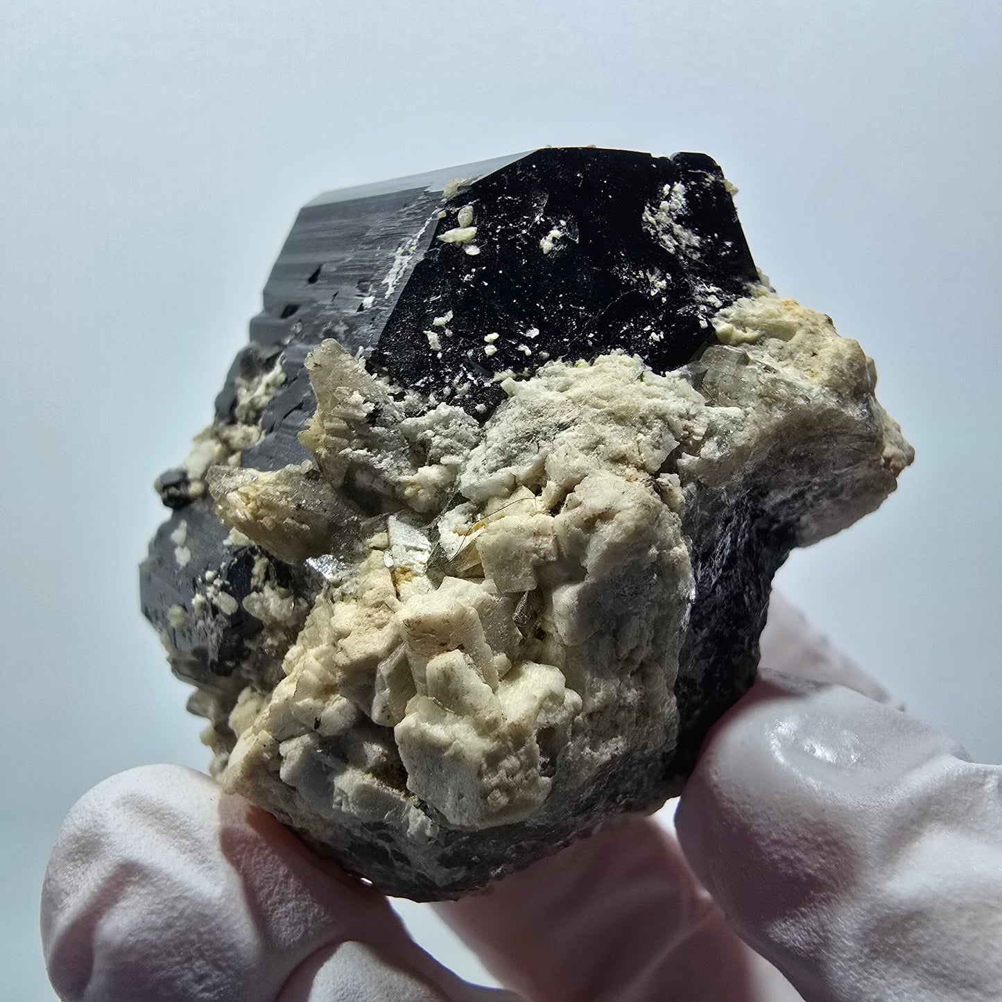Schörl Turmalin, Hyalit Opal, Rauchquarz, Orthoklas Erongo, Namibia 47*45*35mm #12403