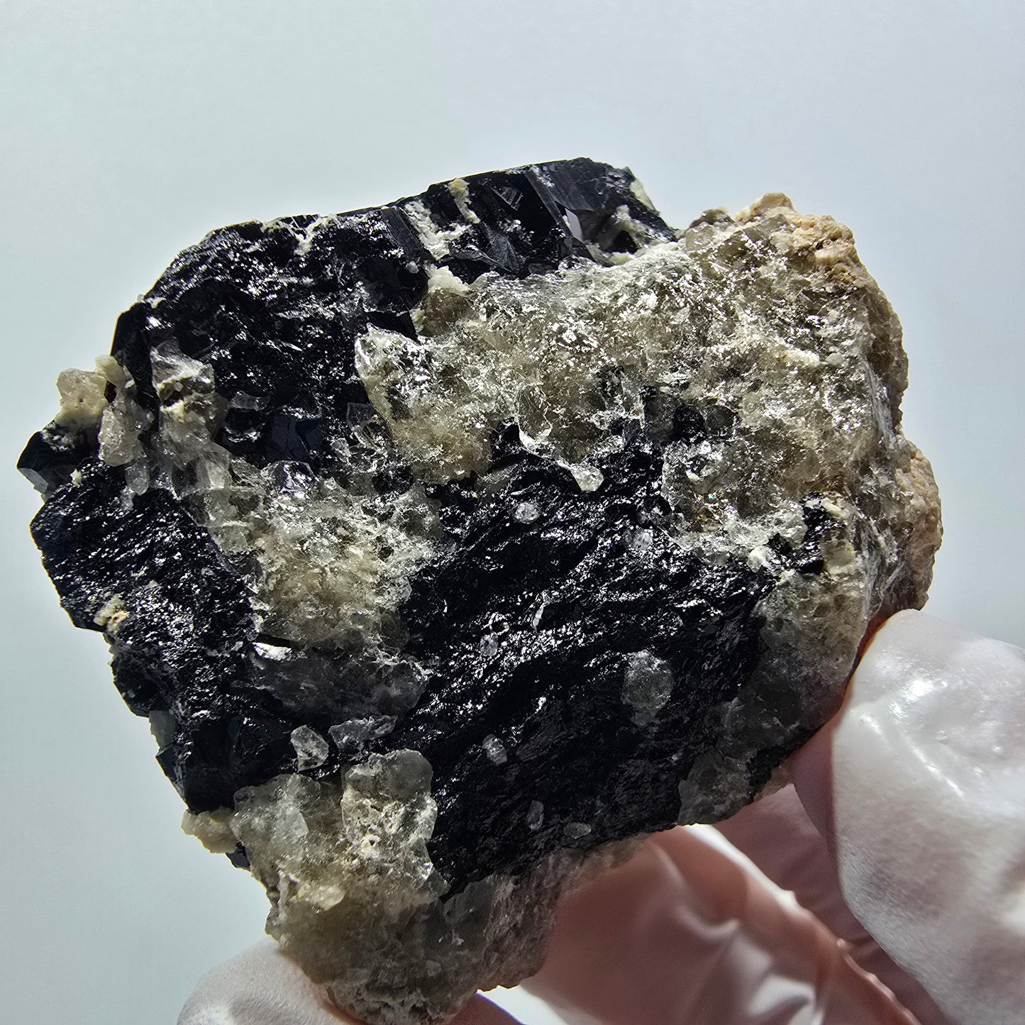 Schörl Turmalin, Hyalit Opal, Rauchquarz, Orthoklas Erongo, Namibia 47*45*35mm #12403
