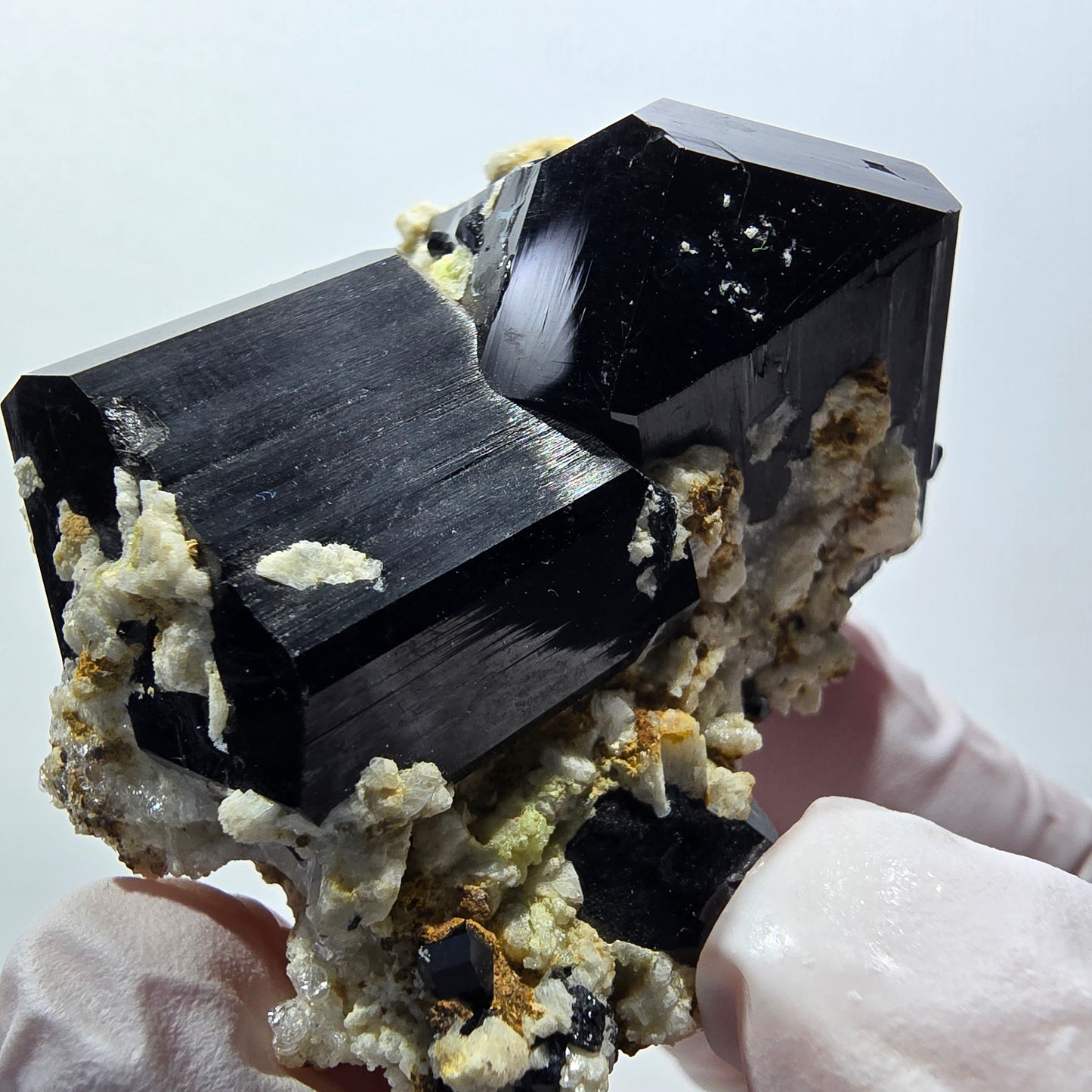 Schörl Turmalin, Hyalit Opal, Rauchquarz, Orthoklas Erongo, Namibia 55*45*34mm #12404