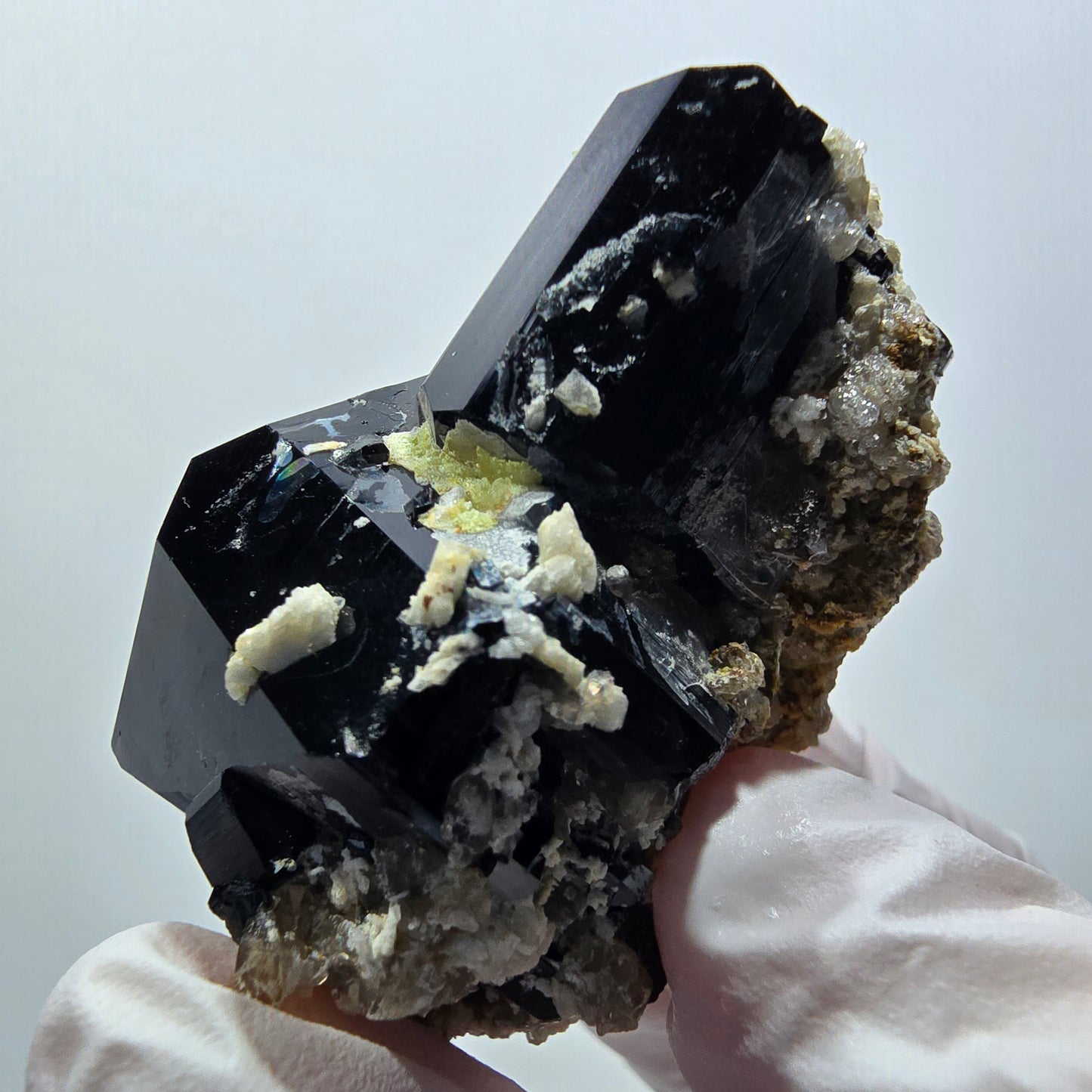 Schörl Turmalin, Hyalit Opal, Rauchquarz, Orthoklas Erongo, Namibia 55*45*34mm #12404