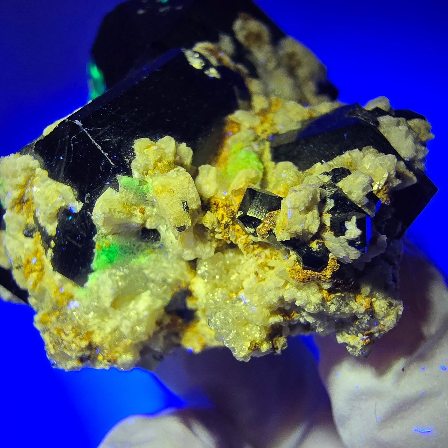 Schörl Turmalin, Hyalit Opal, Rauchquarz, Orthoklas Erongo, Namibia 55*45*34mm #12404