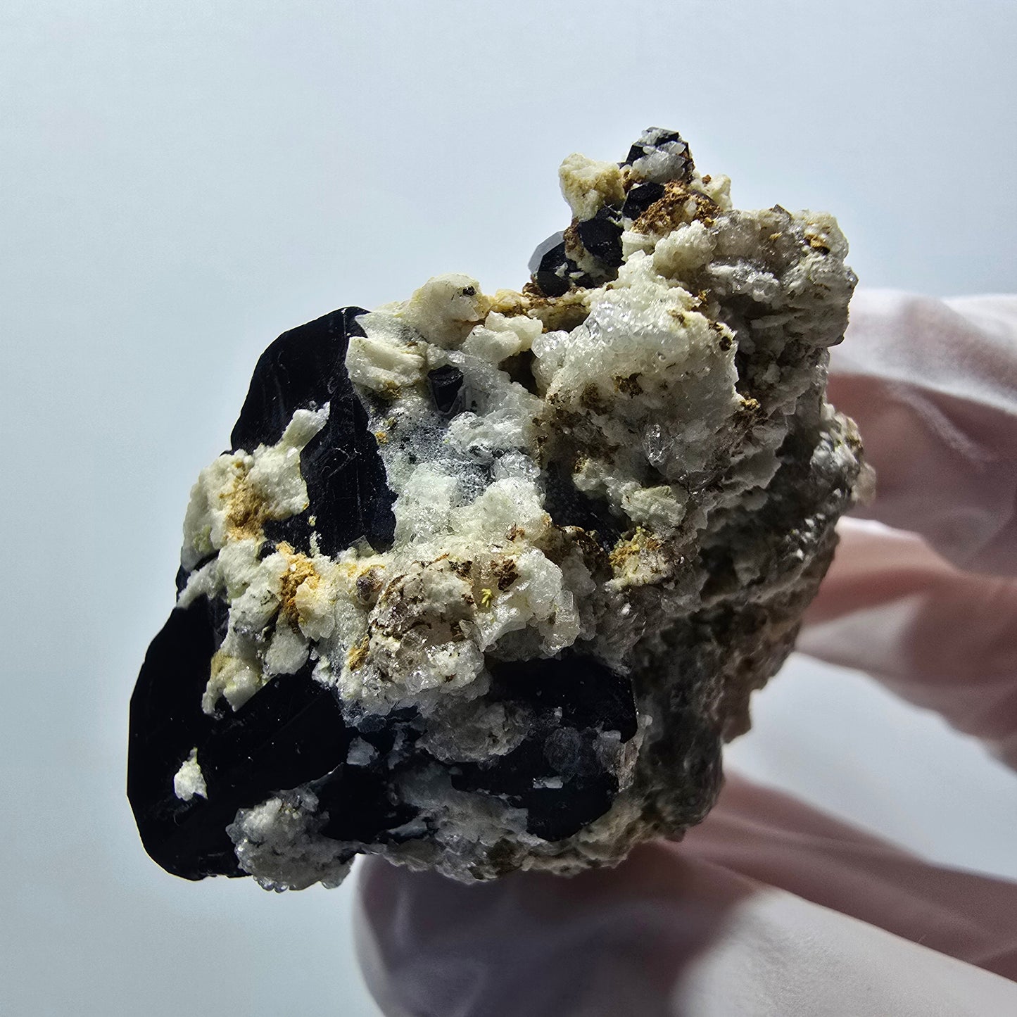 Schörl Turmalin, Hyalit Opal, Rauchquarz, Orthoklas Erongo, Namibia 55*45*34mm #12404