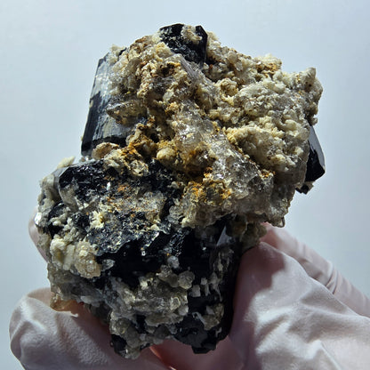 Schörl Turmalin, Hyalit Opal, Rauchquarz, Orthoklas Erongo, Namibia 55*45*34mm #12404