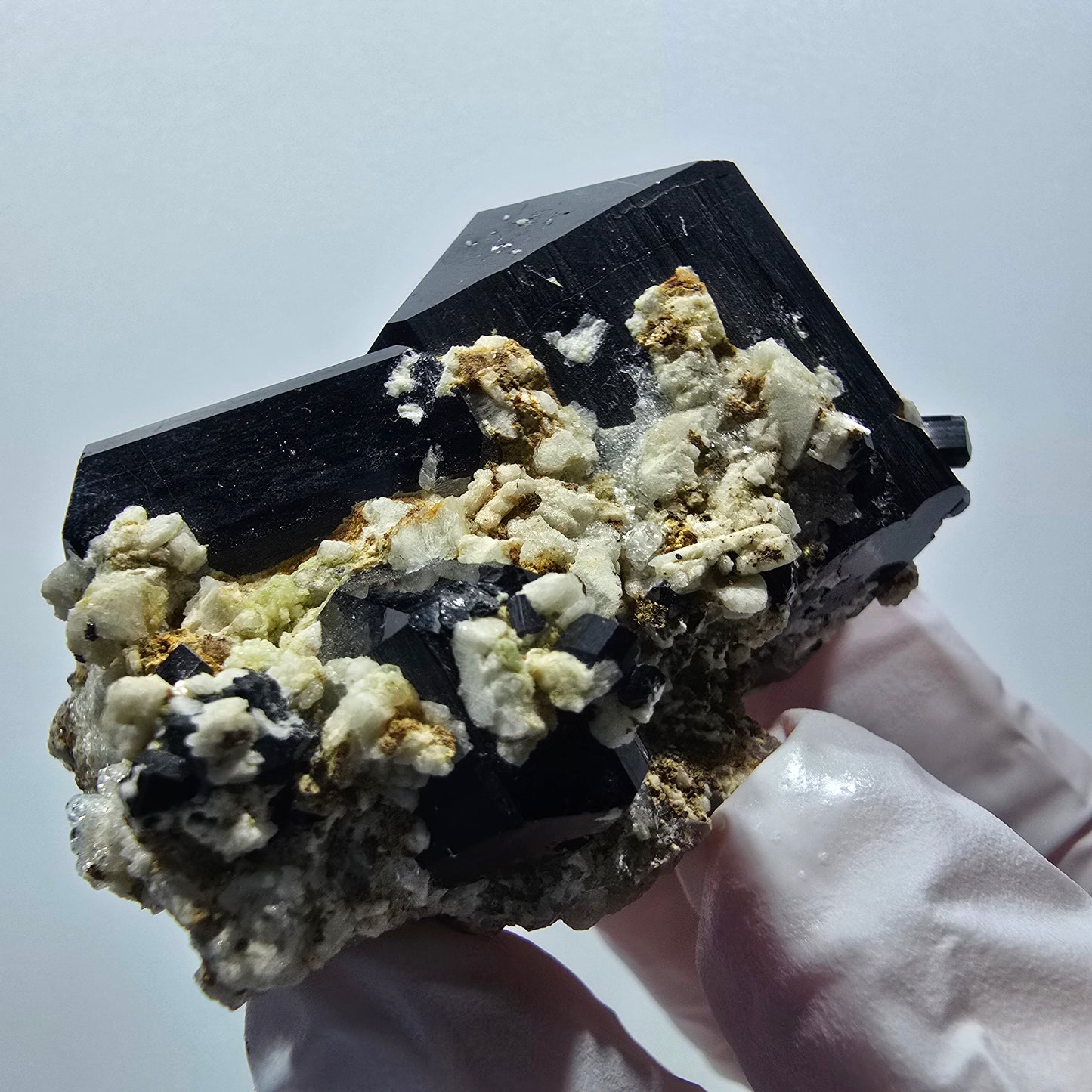 Schörl Turmalin, Hyalit Opal, Rauchquarz, Orthoklas Erongo, Namibia 55*45*34mm #12404