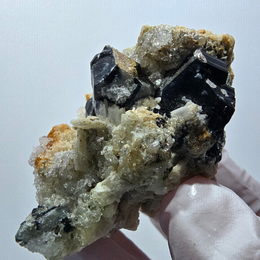 Rare Schorl Tourmaline, Hyalite Opal, Orthoclase Erongo, Namibia 65*48*36mm #12405