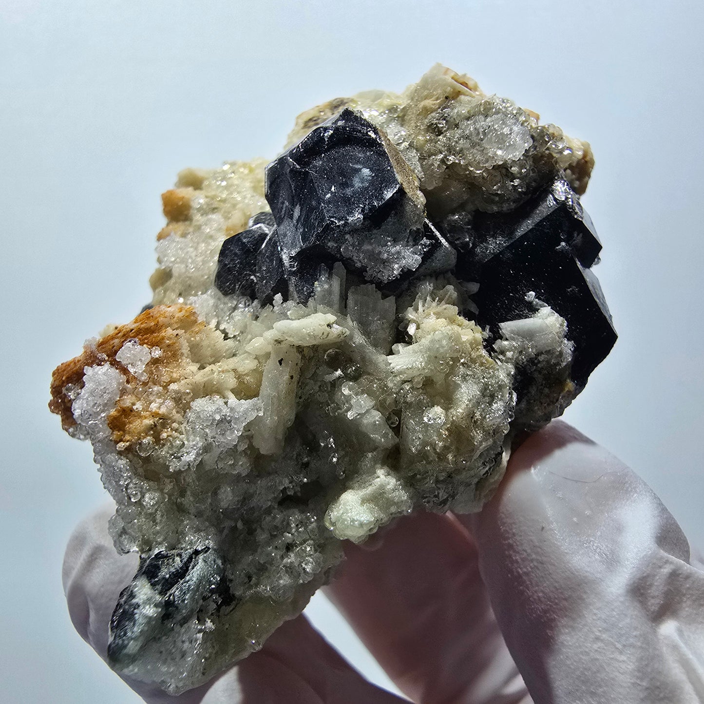 Rare Schorl Tourmaline, Hyalite Opal, Orthoclase Erongo, Namibia 65*48*36mm #12405