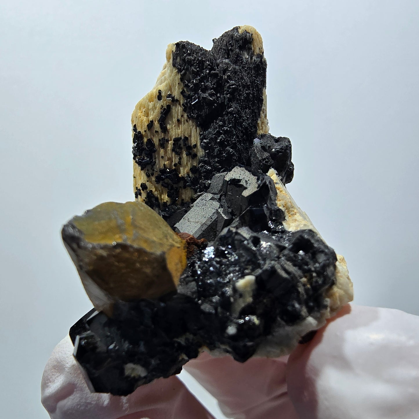 Seltene Schörl Turmalin, Rauchquarz, Orthoklas Stufe Erongo, Namibia 51*41*32mm #12409