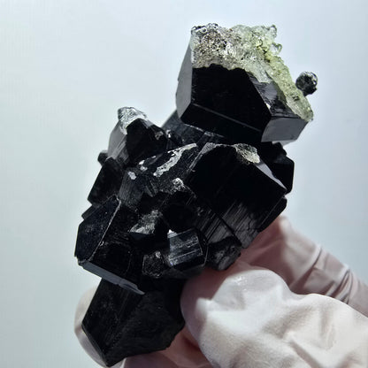 Tourmaline Schorl rare, opale hyalite sur gangue Erongo, Namibie 67*35*26mm #12417