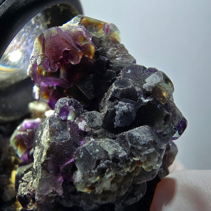 Bunte Phantom Fluorit, Schörl Turmalin, Rauchquarz, Muskovit Erongo, Namibia 65*61*31mm #12425