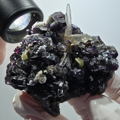 Bunte Phantom Fluorit, Schörl Turmalin, Rauchquarz, Muskovit Erongo, Namibia 65*61*31mm #12425