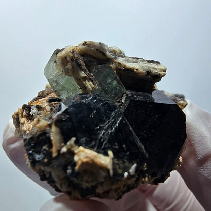 Schörl Turmalin, Aquamarin, Hyalit Opal, Orthoklas Erongo, Namibia 52*36*28mm #12437
