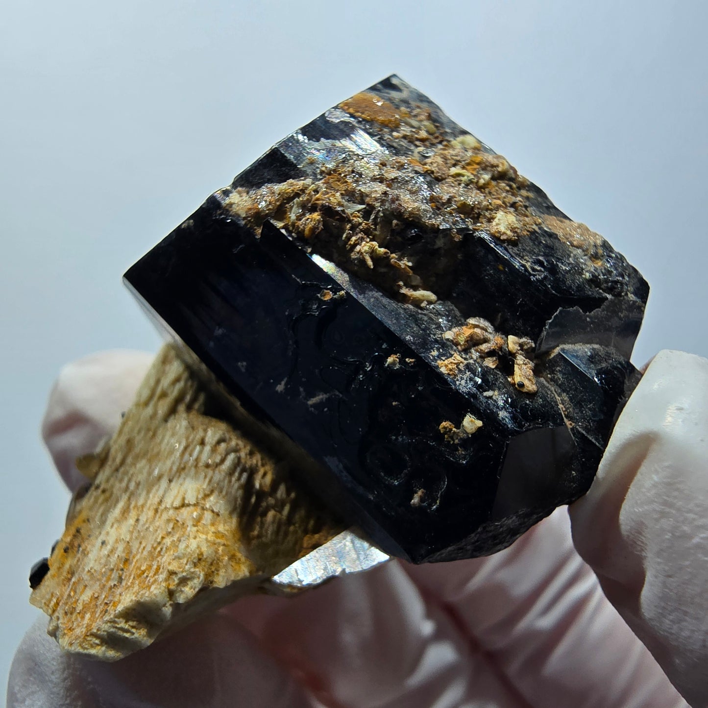 Schörl Turmalin, Hyalit Opal, Rauchquarz, Orthoklas Erongo, Namibia 38*38*28mm #12438