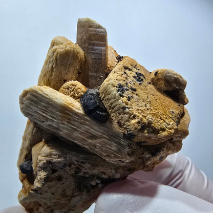 Seltene Schörl Turmalin, Rauchquarz, Orthoklas Stufe Erongo, Namibia 51*39*26mm #12441