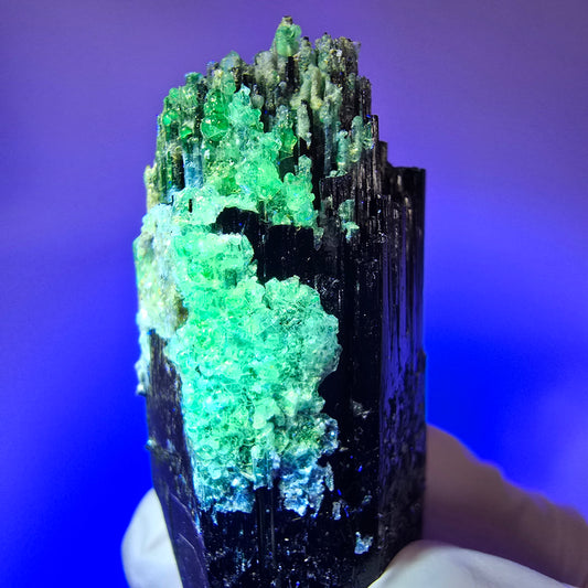 Seltener Schörl Turmalin mit Hyalit Opal, Rauchquarz Erongo, Namibia 52*25*19mm #12445