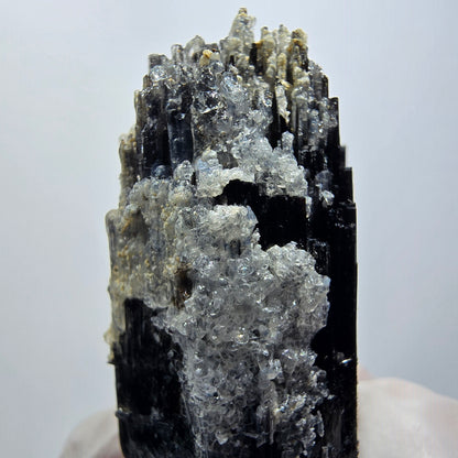Seltener Schörl Turmalin mit Hyalit Opal, Rauchquarz Erongo, Namibia 52*25*19mm #12445