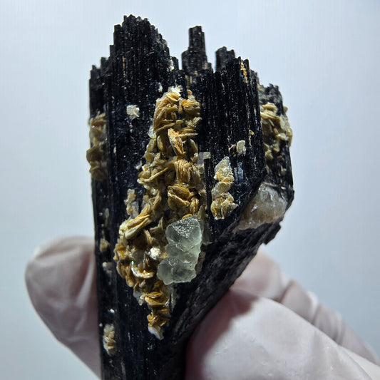 Schörl Tourmaline, Fluorite, Hyalite Opal, Muscovite Erongo, Namibia 47*34*23mm #12446