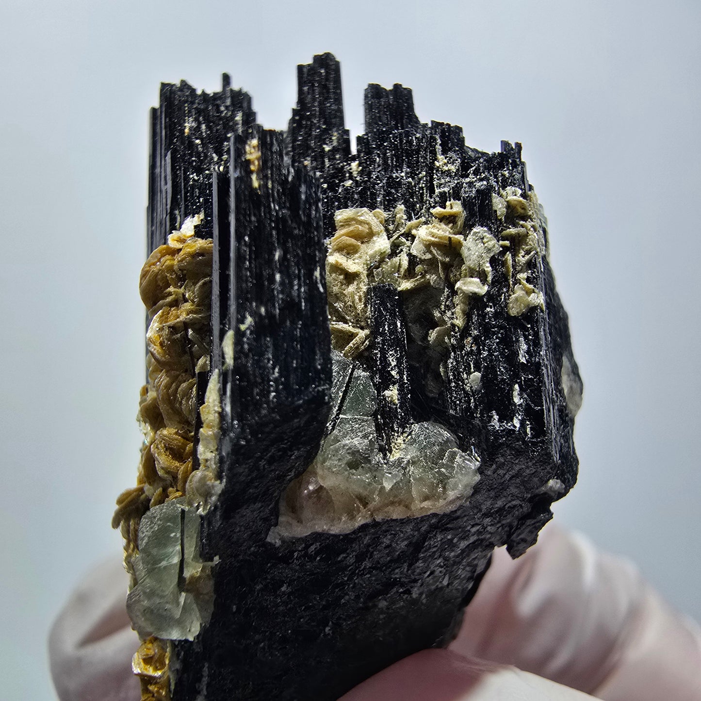Schörl Tourmaline, Fluorite, Hyalite Opal, Muscovite Erongo, Namibia 47*34*23mm #12446