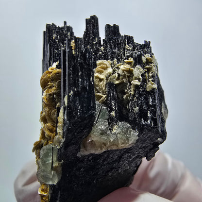 Schörl Tourmaline, Fluorite, Hyalite Opal, Muscovite Erongo, Namibia 47*34*23mm #12446