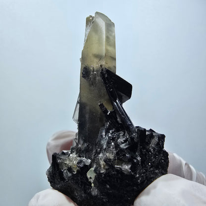 Seltene Schörl Turmalin, Rauchquarz Stufe Erongo, Namibia 52*31*16mm #12447