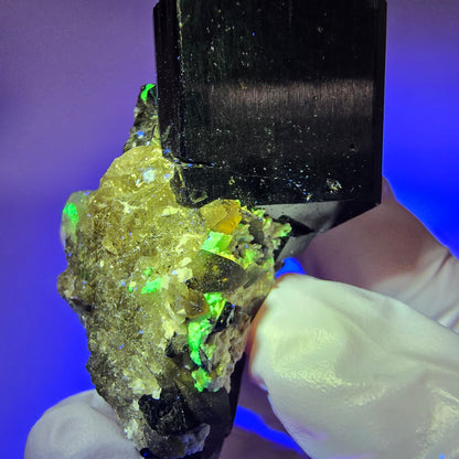 Symmetrische Schörl Turmalin, Hyalit Opal, Rauchquarz Stufe Erongo, Namibia 52*30*27mm #12453