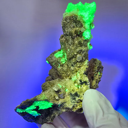 Große Hyalit Opal, Schörl Turmalin, Muskovit, Orthoklas Stufe Erongo, Namibia 102*81*80mm #12464