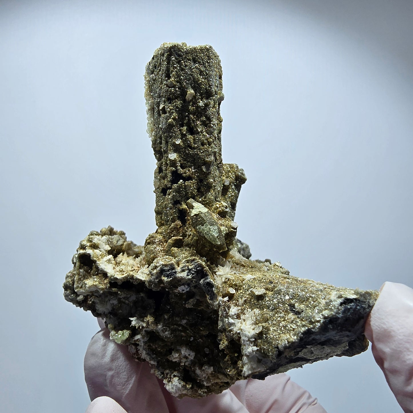 Große Hyalit Opal, Schörl Turmalin, Muskovit, Orthoklas Stufe Erongo, Namibia 102*81*80mm #12464