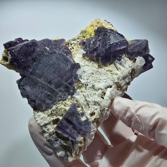 Große Phantom Fluorit, Hyalit Opal, Orthoklas Stufe Erongo, Namibia 113*81*47mm #12465