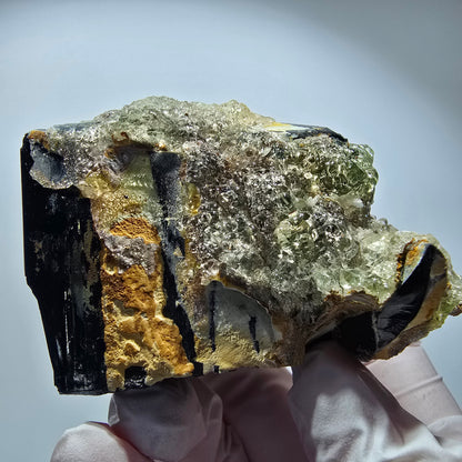 Rare Schorl Tourmaline with Hyalite Erongo, Namibia 75*69*48mm #12466
