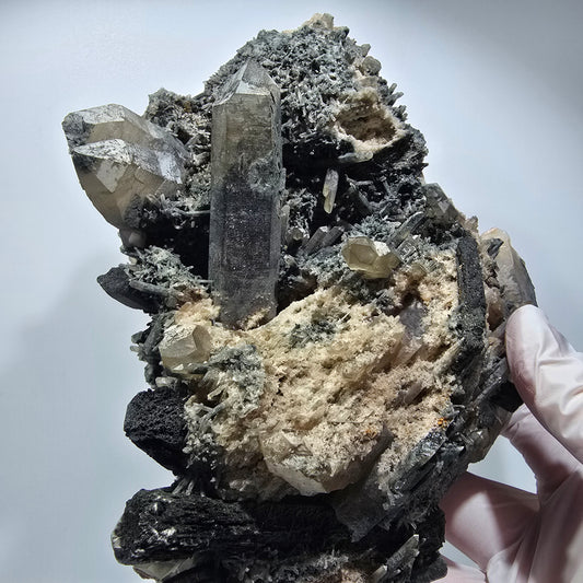 XXL Gitter Lattice Quarz, Schörl Turmalin, Hyalit, Orthoklas Erongo, Namibia 160*134*91mm #12470