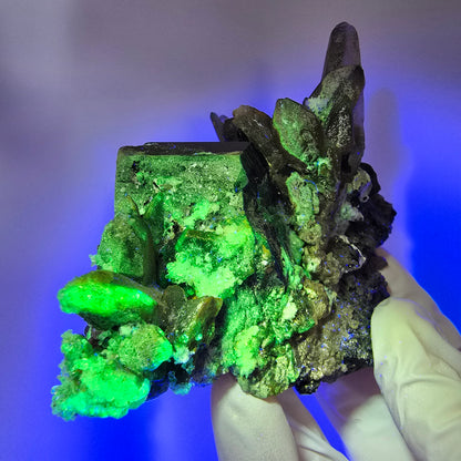 Symmetrische Schörl Turmalin, Hyalit Opal, Rauchquarz Stufe Erongo, Namibia 100*72*65mm #12471