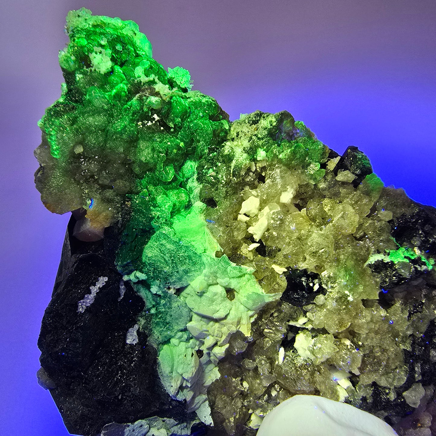 Symmetrische Schörl Turmalin, Hyalit Opal, Rauchquarz Stufe Erongo, Namibia 100*72*65mm #12471
