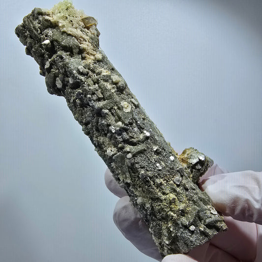 Große Schörl Turmalin, Hyalit Opal, Muskovit Stufe Erongo, Namibia 102*32*29mm #12473