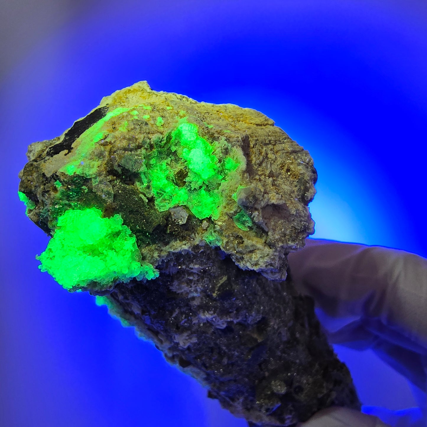 Große Schörl Turmalin, Hyalit Opal, Muskovit Stufe Erongo, Namibia 119*46*42mm #12477
