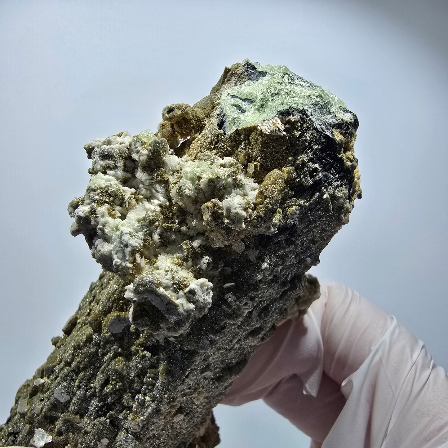 Große Schörl Turmalin, Hyalit Opal, Muskovit Stufe Erongo, Namibia 136*62*39mm #12479
