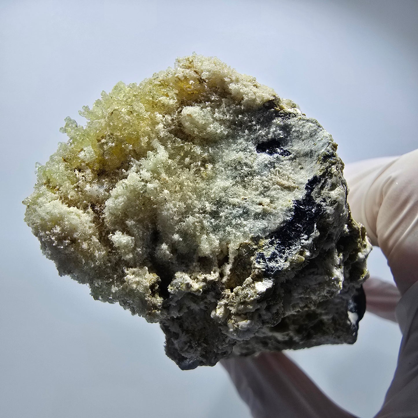 Große Schörl Turmalin, Hyalit Opal, Muskovit Stufe Erongo, Namibia 132*57*54mm #12483